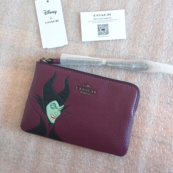 Coach Bags Nwt Disney X Coach Corner Zip Wristlet With Maleficent